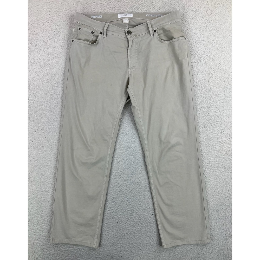 Brax Hi Flex Chuck Jeans Mens 34x27 Beige Regular Straight Stretch Denim Pants